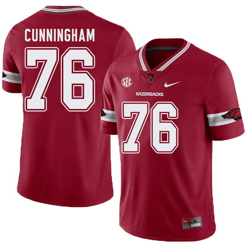 Men #76 Myron Cunningham Arkansas Razorbacks College Football Alternate Jerseys-Cardinal